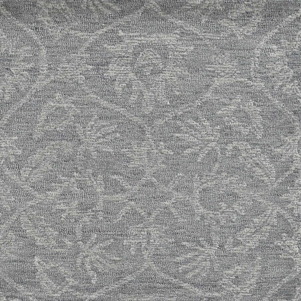 8' X 11' Gray And Light Gray Wool Floral Medallion Hand Tufted Area Rug