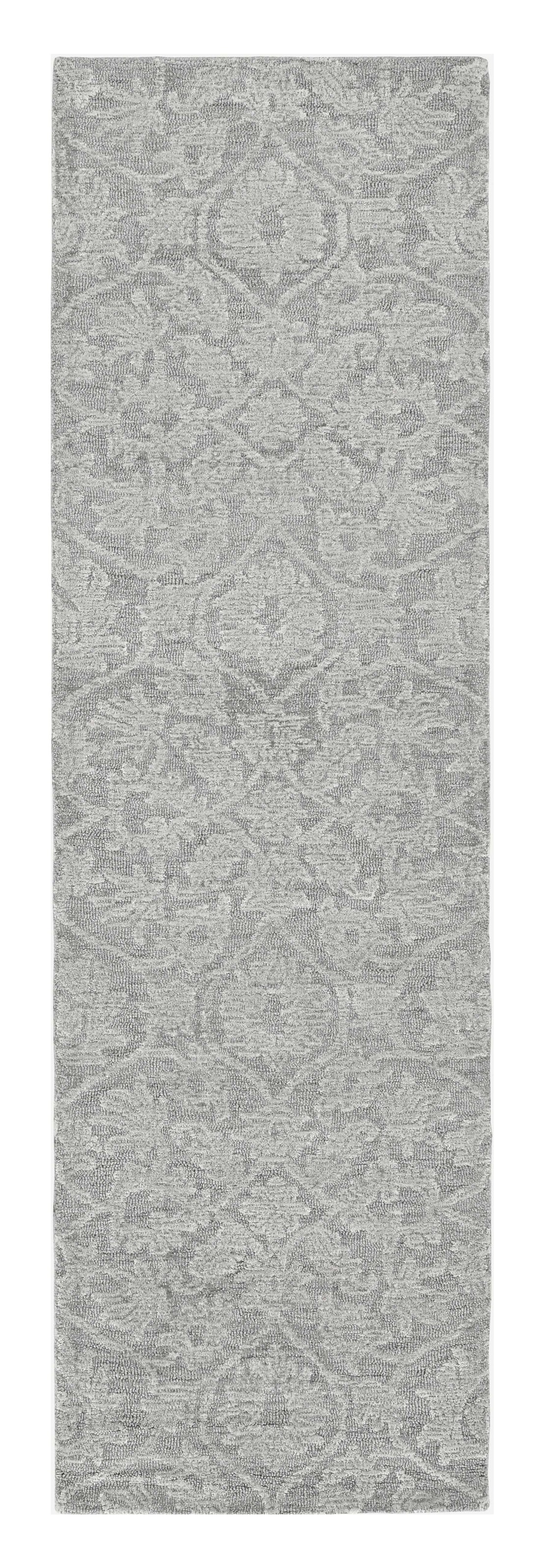 8' X 11' Gray and Light Gray Wool Floral Hand Tufted Area Rug