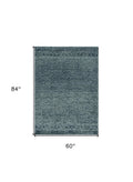 5' X 7' Gray And Black Wool Geometric Hand Tufted Area Rug