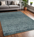 7' X 10' Gray and Black Wool Geometric Hand Tufted Area Rug