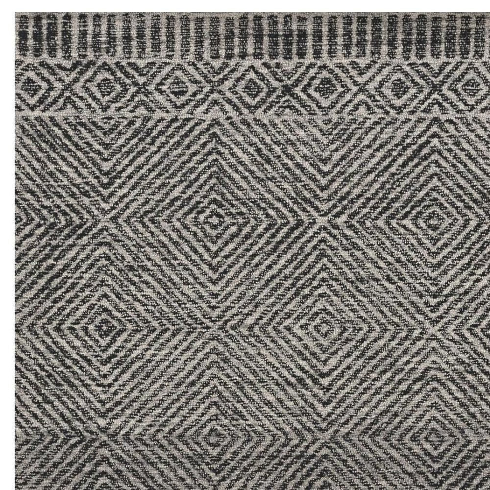 7' X 10' Gray and Black Wool Geometric Hand Tufted Area Rug