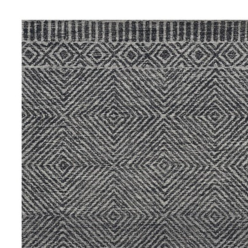 9' X 13' Gray And Black Wool Geometric Hand Tufted Area Rug