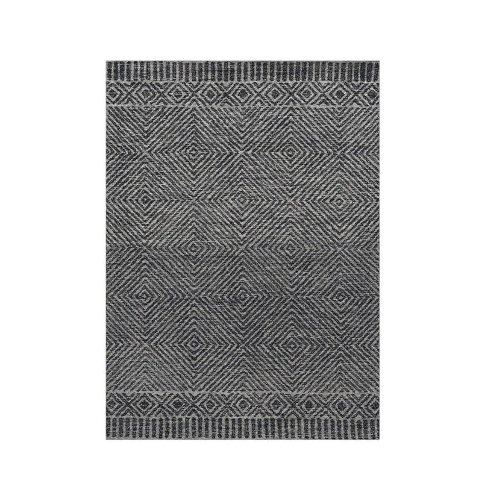 9' X 13' Gray And Black Wool Geometric Hand Tufted Area Rug