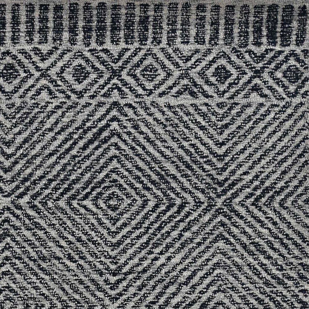 9' X 13' Gray And Black Wool Geometric Hand Tufted Area Rug