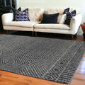 9' X 13' Gray And Black Wool Geometric Hand Tufted Area Rug