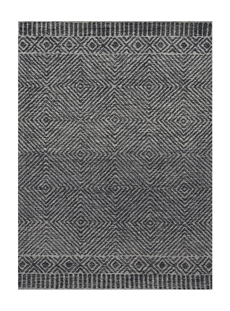 9' X 13' Gray And Black Wool Geometric Hand Tufted Area Rug