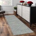 9' X 13' Denim Blue And Gray Wool Geometric Hand Tufted Area Rug