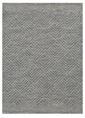 7' X 10' Denim Blue And Gray Wool Geometric Hand Tufted Area Rug