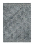8' Denim Blue And Gray Wool Geometric Hand Tufted Runner Rug