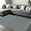 9' X 13' Denim Blue And Gray Wool Geometric Hand Tufted Area Rug