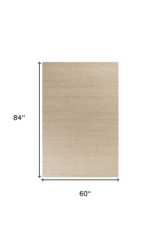 5' X 7' Tan And Ivory Hand Woven Area Rug