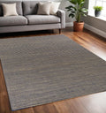 5' X 7' Blue Wool Abstract Hand Woven Area Rug