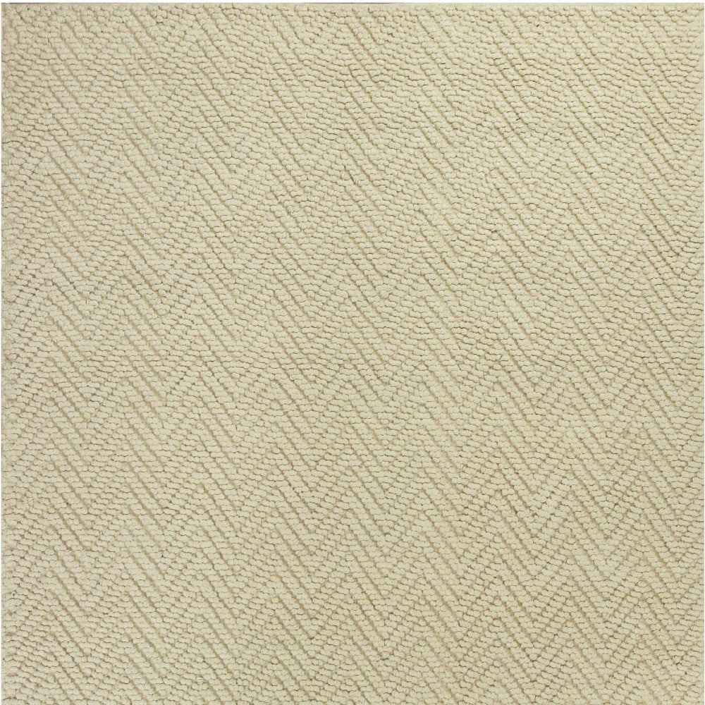 7' Ivory Jute Chevron Hand Woven Runner Rug