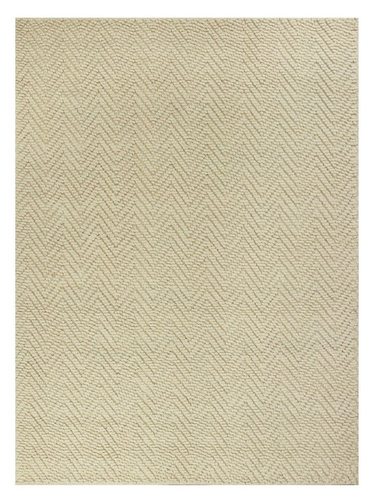7' X 10' Ivory And Beige Jute Chevron Hand Woven Area Rug