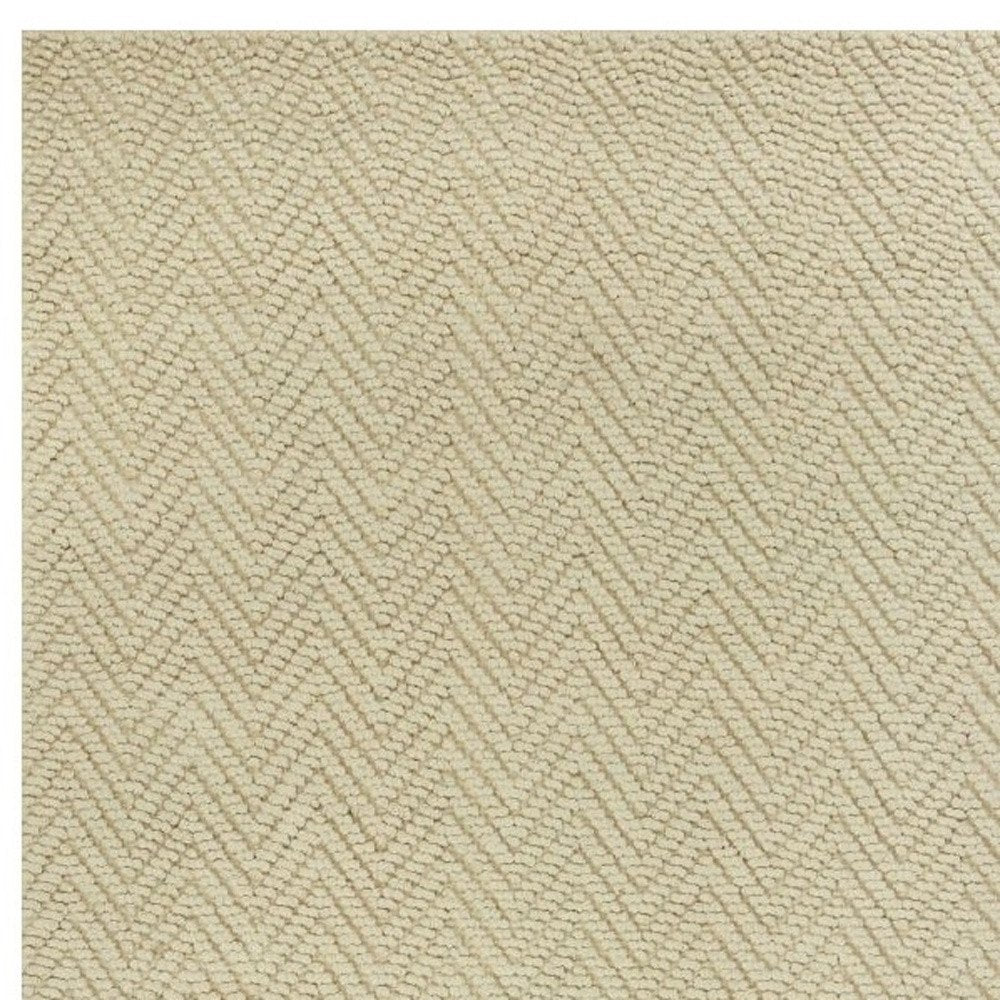 7' X 10' Ivory And Beige Jute Chevron Hand Woven Area Rug