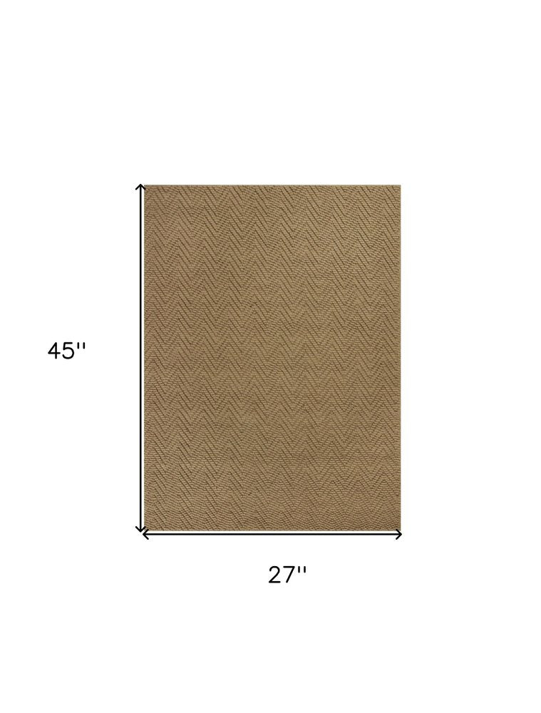 8' Natural And Brown Jute Chevron Hand Woven Runner Rug