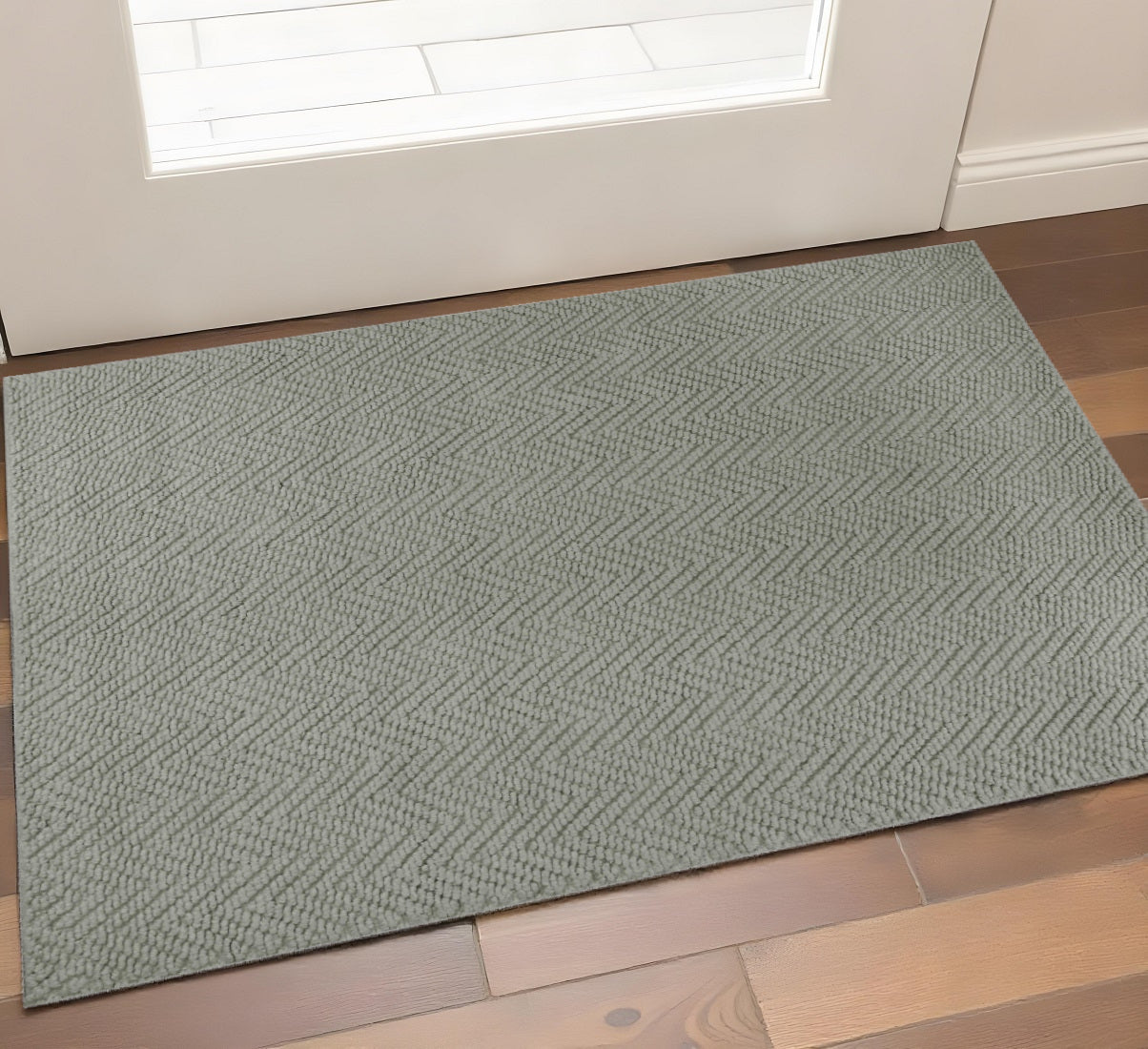 2' X 4' Gray Jute Chevron Hand Woven Area Rug