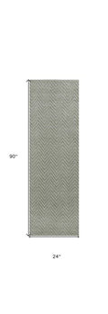 2' X 4' Gray Jute Chevron Hand Woven Area Rug