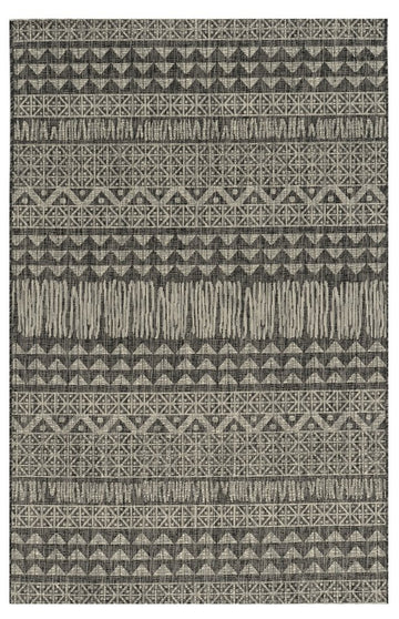 5' X 8' Charcoal And Gray Tribal Area Rug