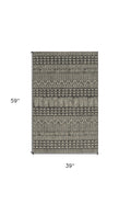 5' X 8' Charcoal And Gray Tribal Area Rug