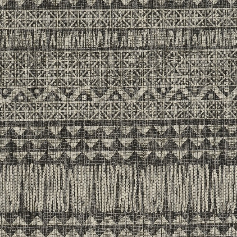 3' X 5' Charcoal And Gray Tribal Area Rug