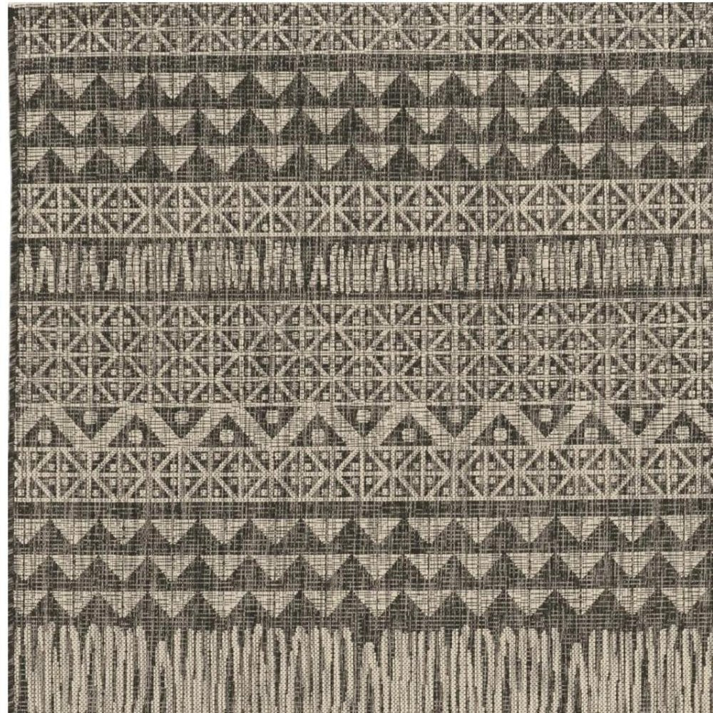 3' X 5' Charcoal And Gray Tribal Area Rug