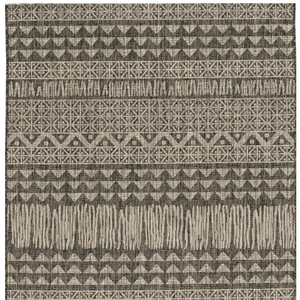 5' X 8' Charcoal And Gray Tribal Area Rug