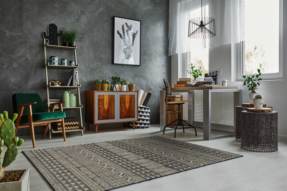 3' X 5' Charcoal And Gray Tribal Area Rug