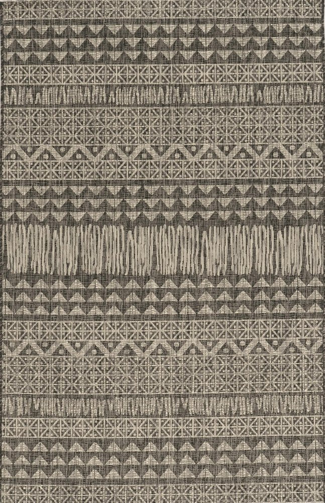 5' X 8' Charcoal And Gray Tribal Area Rug