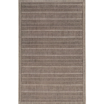 3' X 4' Brown Geometric Indoor Outdoor Area Rug