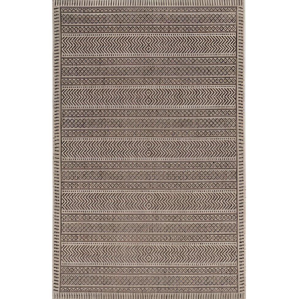3' X 4' Brown Geometric Indoor Outdoor Area Rug