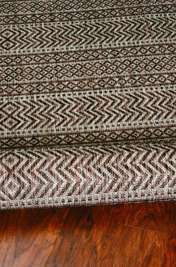 5' X 8' Brown Southwestern Indoor Outdoor Area Rug