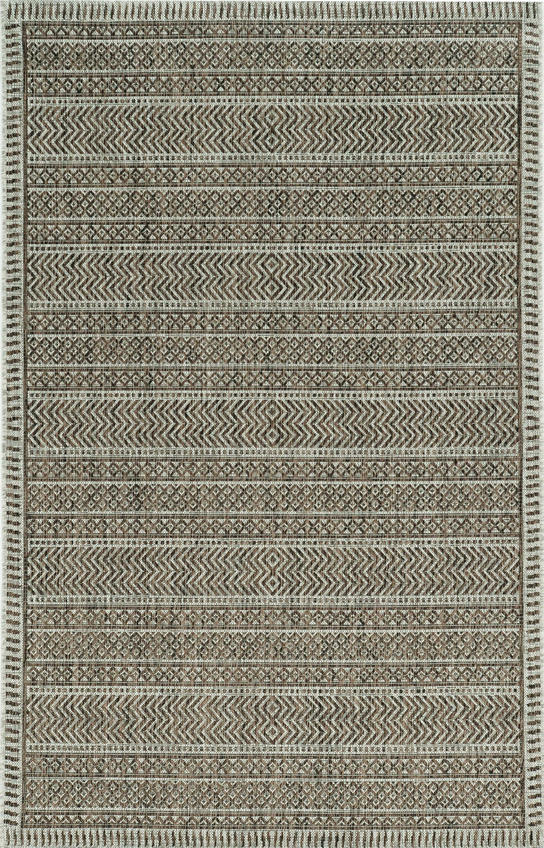 8' X 11' Mocha Geometric Patterns Indoor Area Rug