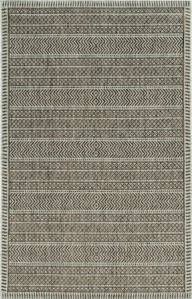8' X 11' Brown And Ivory Geometric Area Rug
