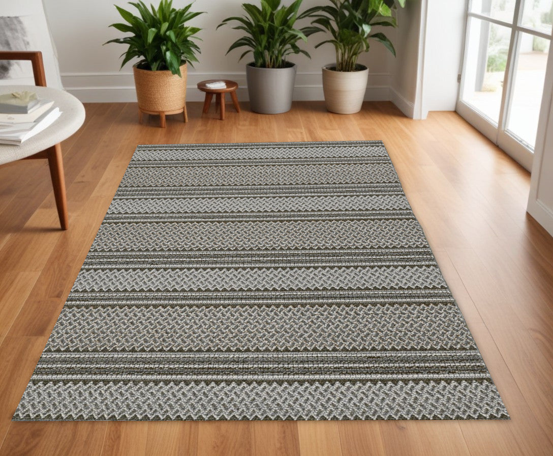 3' X 8' Gray Southwestern Indoor Outdoor Area Rug