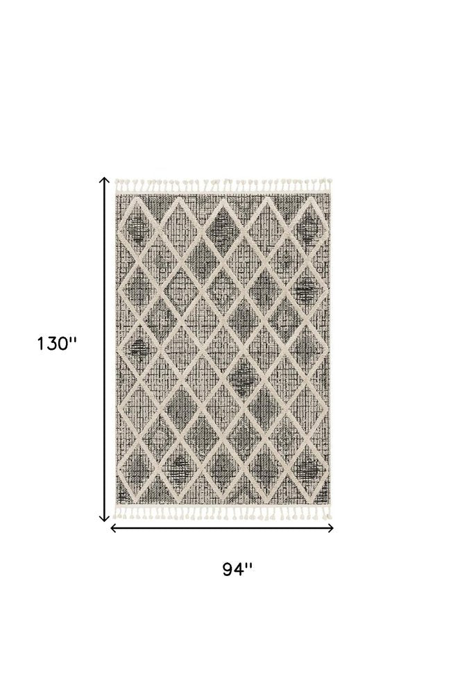 9' X 13' Cream And Charcoal Geometric Area Rug
