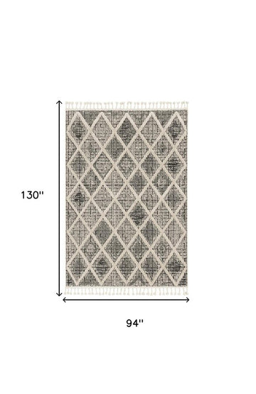 9' X 13' Cream And Charcoal Geometric Area Rug