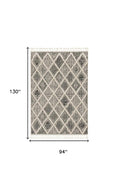 8' X 11' Cream And Charcoal Geometric Area Rug