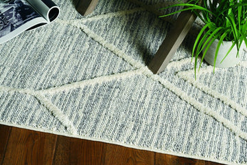 12' X 15' Gray and Ivory Geometric Area Rug