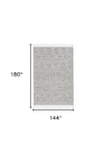 12' X 15' Gray and Ivory Geometric Area Rug