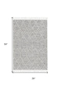 12' X 15' Gray and Ivory Geometric Area Rug