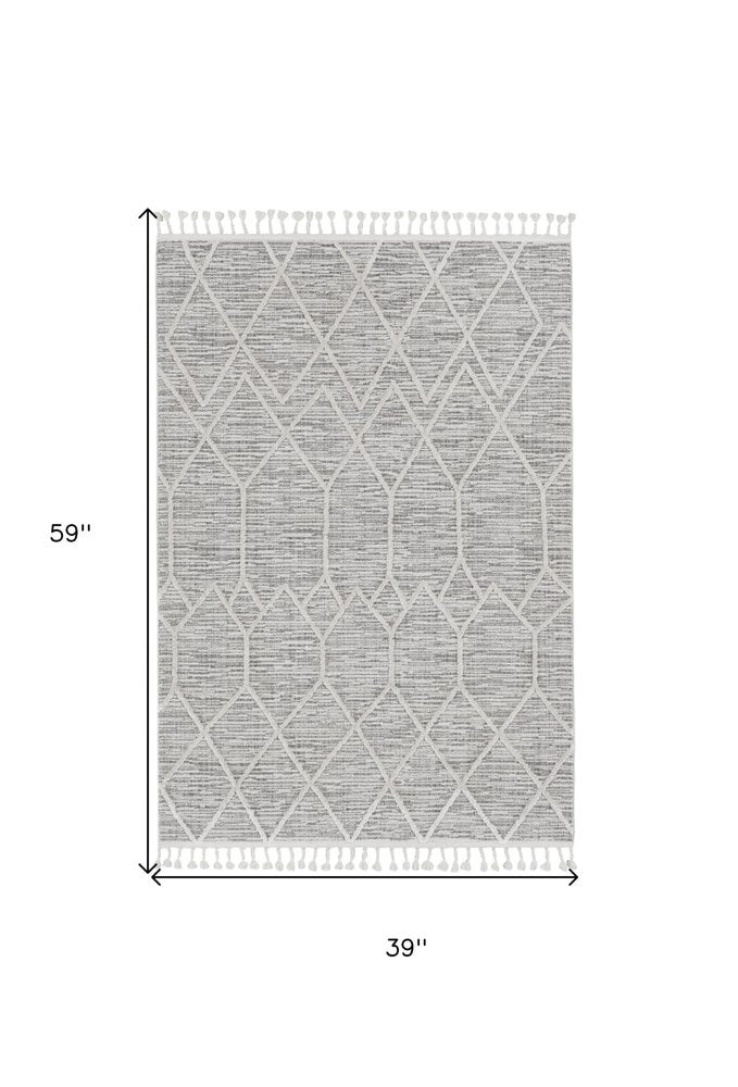 12' X 15' Gray and Ivory Geometric Area Rug