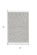 5' X 8' Gray and Ivory Abstract Area Rug