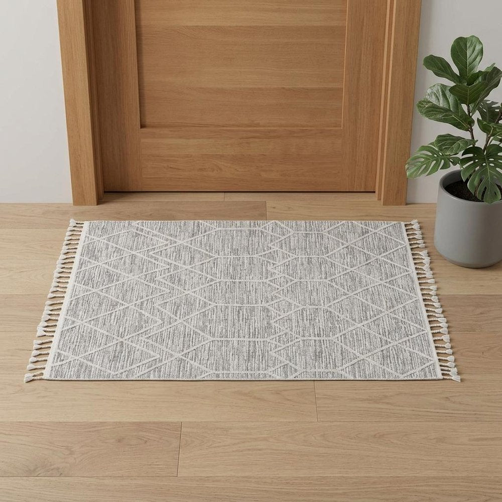 12' X 15' Gray and Ivory Geometric Area Rug