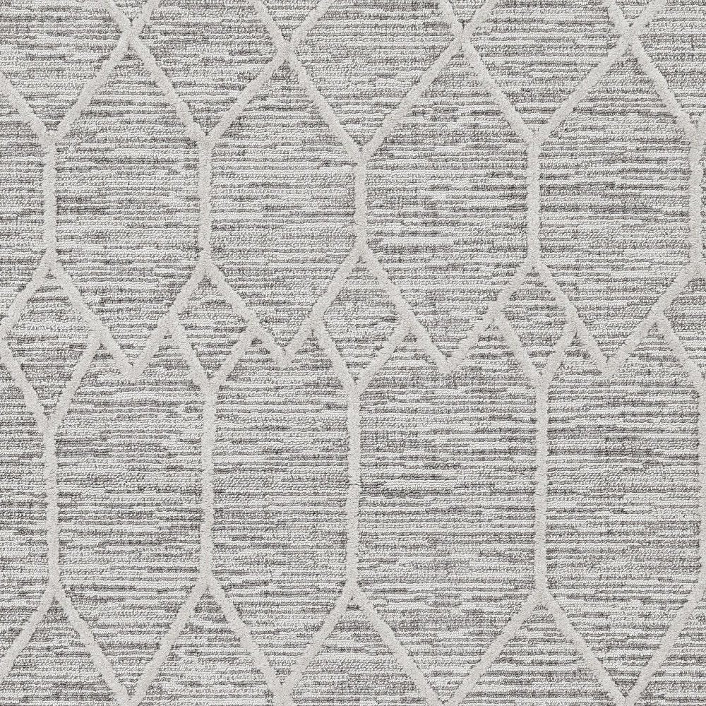 9' X 13' Ivory Grey Machine Woven Geometric Indoor Area Rug