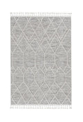 9' X 13' Ivory Grey Machine Woven Geometric Indoor Area Rug
