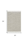 8' X 11' Gray and Ivory Geometric Area Rug