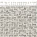 8' Ivory And Gray Geometric Runner Rug With Fringe