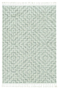 8' Ivory And Gray Geometric Runner Rug With Fringe