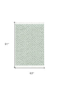 8' Ivory And Gray Geometric Runner Rug With Fringe